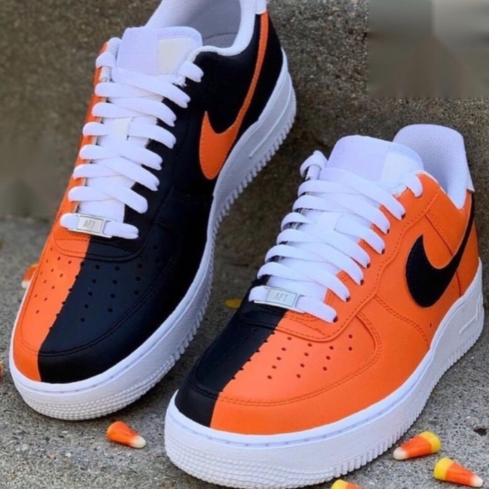 Men's Low-Top Athletic Sneakers - Black & Orange